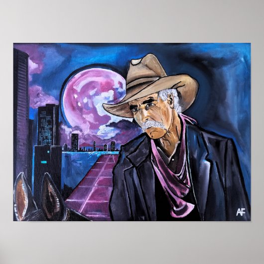 Neon-maanschilderij van Alfred Fox Poster (Voorkant)