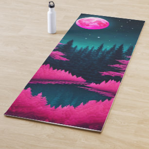 Neon Maanverlichte Bos Fantasie Kunst Yogamat