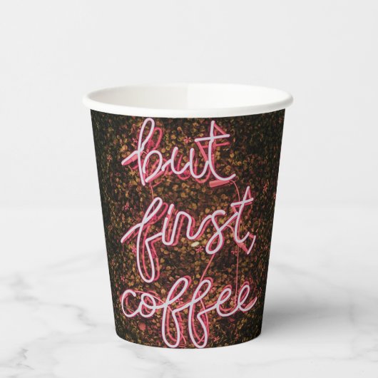 Neon Maar Eerst, Koffiepapier Beker (Links)