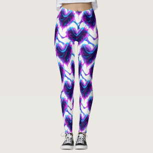 Neon Magenta Cyaan Puls Hart Patroon Leggings