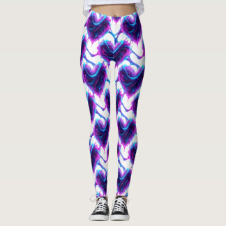 Neon Magenta Cyaan Puls Hart Patroon Leggings