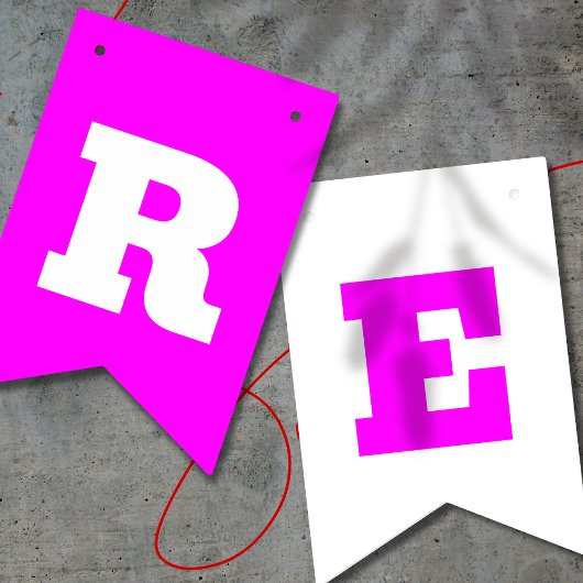 Neon Magenta en witte kleur | Aanpassen Vlaggetjes