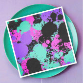 Neon Magenta Paarse Blauwgroen Verf Splatter Verja Servet
