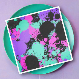 Neon Magenta Paarse Blauwgroen Verf Splatter Verja Servet