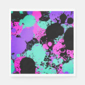 Neon Magenta Paarse Blauwgroen Verf Splatter Verja Servet (Voorkant)