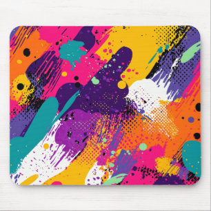 Neon Magenta Paarse Grunge Verfspatten Muismat