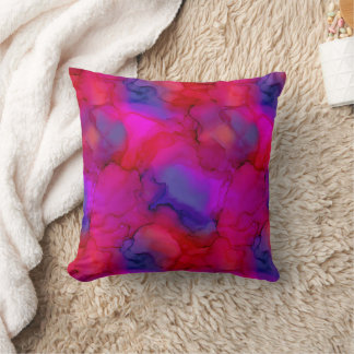 Neon Magenta Roze Paarse Blauwe Vloeibare Marmer Kussen