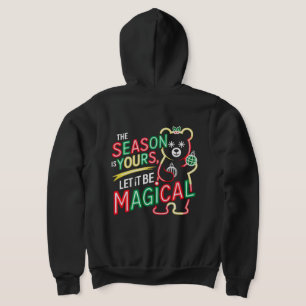 Neon Magische Kerstbeer warme winter Hoodie