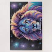 Neon Majesteit Levendige Leeuw Kleurrijke Wildlife Legpuzzel (Verticaal)