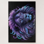 Neon Majesteit Levendige Leeuw Kleurrijke Wildlife Legpuzzel (Verticaal)