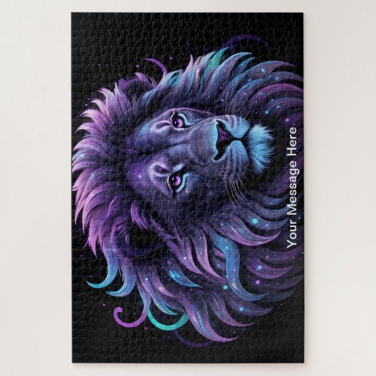 Neon Majesteit Levendige Leeuw Kleurrijke Wildlife Legpuzzel (Verticaal)