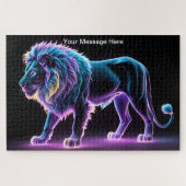 Neon Majesteit Levendige Leeuw Kleurrijke Wildlife Legpuzzel (Horizontaal)