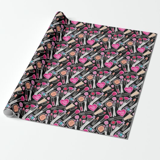 Neon Makeup Pattern Cadeaupapier (Uitgerold)