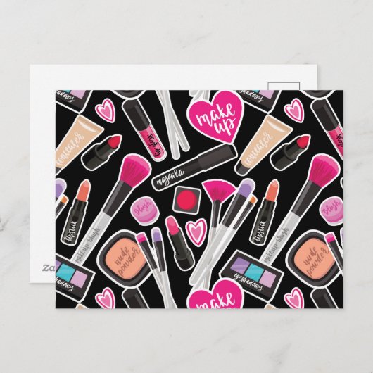 Neon Makeup Pattern Feestdagenkaart (Voorkant / Achterkant)