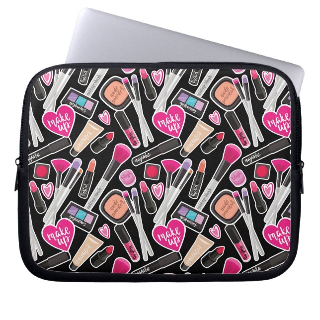 Neon Makeup Pattern Laptop Sleeve (Voorkant)