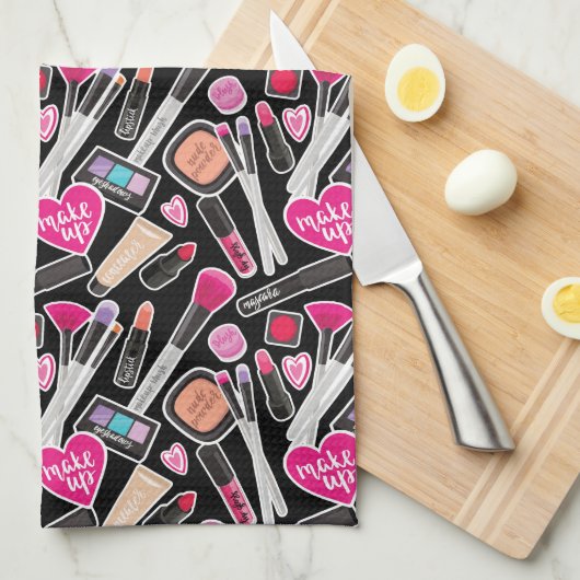 Neon Makeup Pattern Theedoek (Quarter Fold)