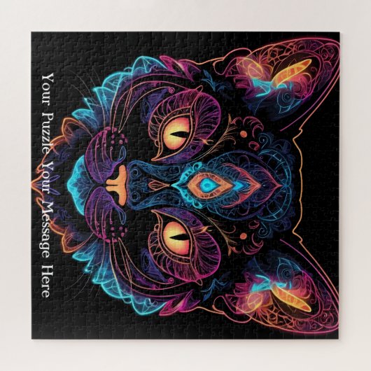 Neon Mandala Cat Legpuzzel (Horizontaal)