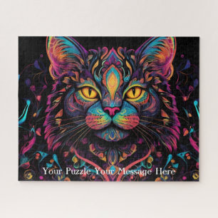 Neon Mandala Cat Legpuzzel