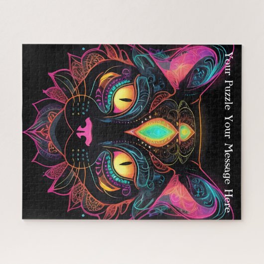 Neon Mandala Cat Legpuzzel (Horizontaal)