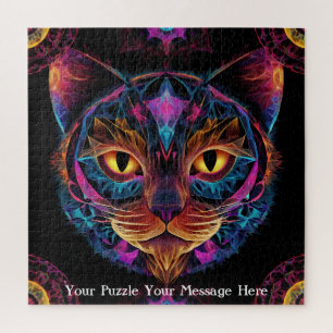 Neon Mandala Cat Legpuzzel