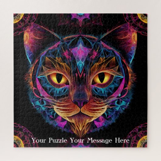 Neon Mandala Cat Legpuzzel (Verticaal)