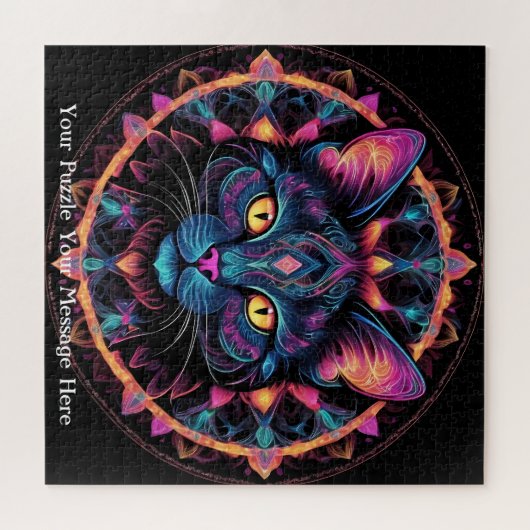 Neon Mandala Cat Legpuzzel (Horizontaal)