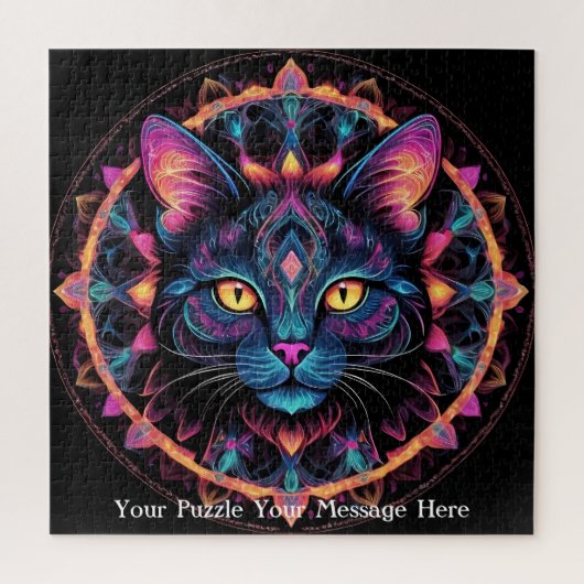 Neon Mandala Cat Legpuzzel (Verticaal)