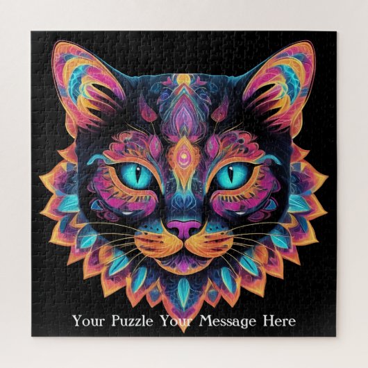 Neon Mandala Cat Legpuzzel (Verticaal)