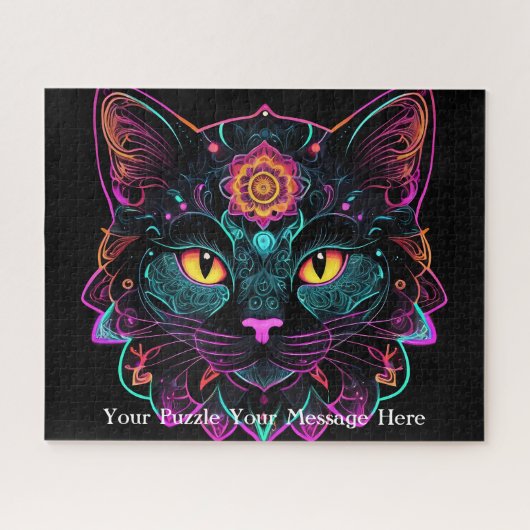 Neon Mandala Cat Legpuzzel (Horizontaal)