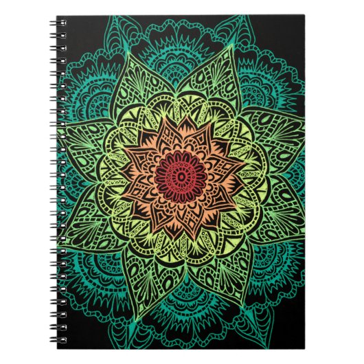 Neon Mandala Design Notitieboek (Voorkant)