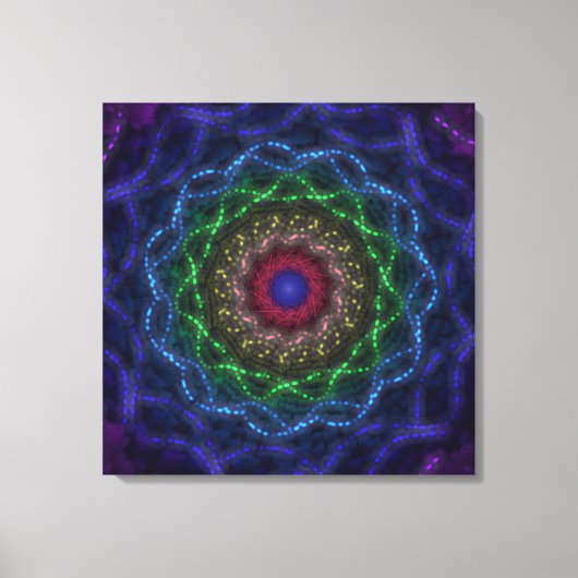 Neon Mandala Fractal Canvas Afdruk (Voorkant)