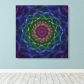 Neon Mandala Fractal Canvas Afdruk (Insitu (Houten vloer))