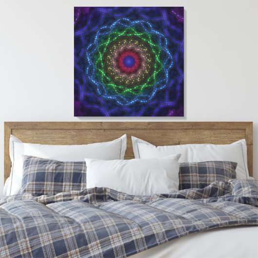 Neon Mandala Fractal Canvas Afdruk (Insitu (Slaapkamer))
