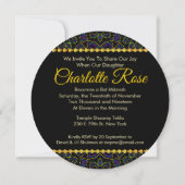 Neon Mandala Groovy Bat Mitzvah Round Invitation Kaart (Achterkant)