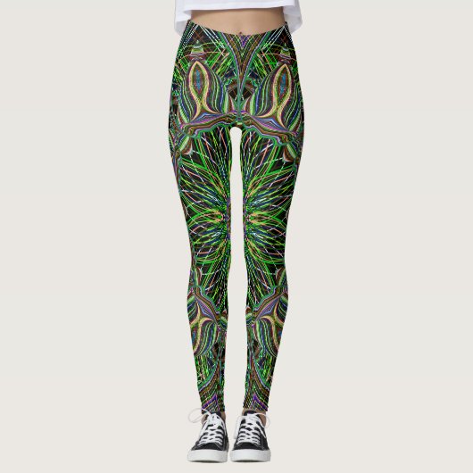 Neon Mandala Pattern Yoga Leggings (Voorkant)
