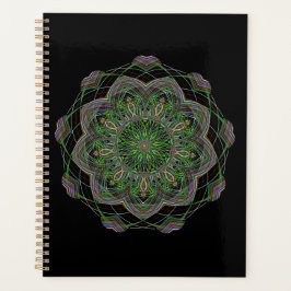 Neon Mandala Trippy Fractal Art Rosette Pattern Planner