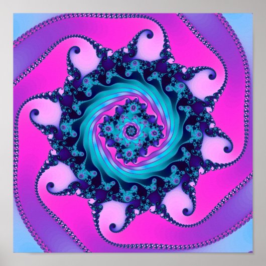 Neon Mandelbrot Fractaal Poster (Voorkant)