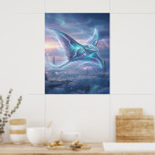 Neon Manta Rog Hemel Oceaan Poster (Keuken)
