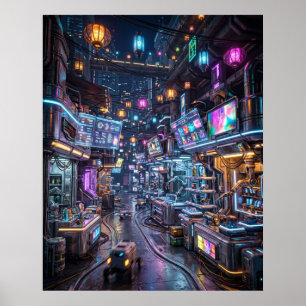 Neon Markt District Poster