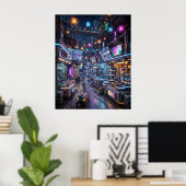 Neon Markt District Poster (Thuiskantoor)