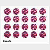 Neon marmeren kubus ronde sticker (Vel)