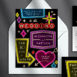 Neon Marquee Signs Las Vegas Wedding Invitation Kaart<br><div class="desc">Geïnspireerd door de iconische neontekens van de oude tijd Las Vegas, is deze bestemmings huwelijksuitnodiging een kleurrijke en leuke node aan de geschiedenis en geeft je gasten een idee van die nostalgische nachtelijke Vegas vibe. Vergeet niet om RSVP en andere informatie aan de rug voor een gestroomlijnde en milieuvriendelijkere uitnodigingsreeks...</div>