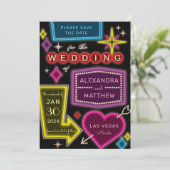 Neon Marquee tekent Las Vegas Save the Date Kaart (Staand voorkant)