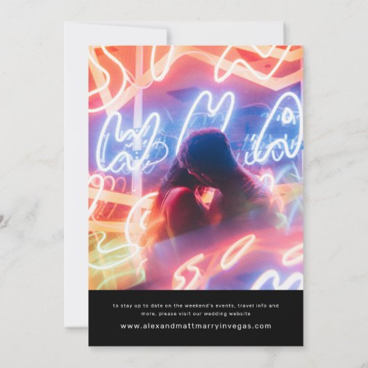 Neon Marquee tekent Las Vegas Save the Date Kaart (Achterkant)
