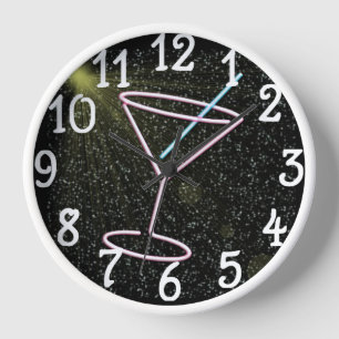 Neon Martini Drink design Bar Kitchen Wall Clock
