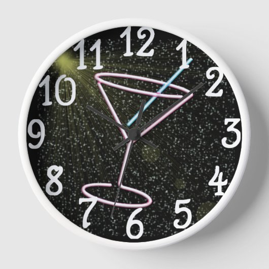 Neon Martini Drink design Bar Kitchen Wall Clock (Voorkant)