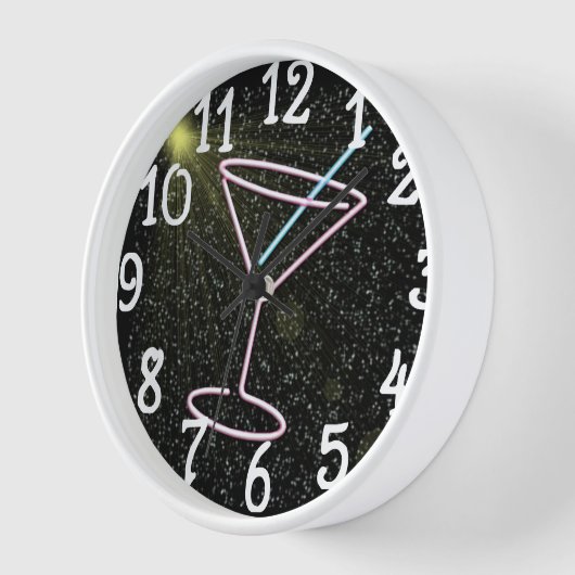 Neon Martini Drink design Bar Kitchen Wall Clock (Hoek)