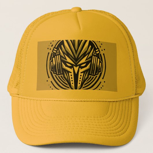 Neon Mask Vibes: DJ Persona Logo. Trucker Hat Trucker Pet (Voorkant)