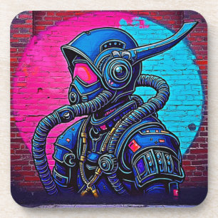 Neon Masked Wall Graffiti Figuur Art Bier Onderzetter