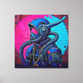 Neon Masked Wall Graffiti Figuur Art Canvas Afdruk (Voorkant)